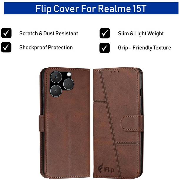 iFlip Flip Cover for REALME 15T, Card Pockets Wallet & Stand
