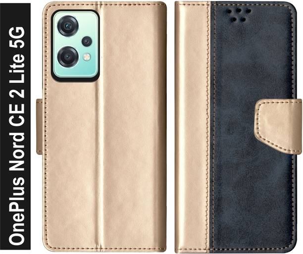 Rkcovers Flip Cover for RKFLIP_ONEPLUS NORD CE 2 LITE 5G_GOLD BLUE