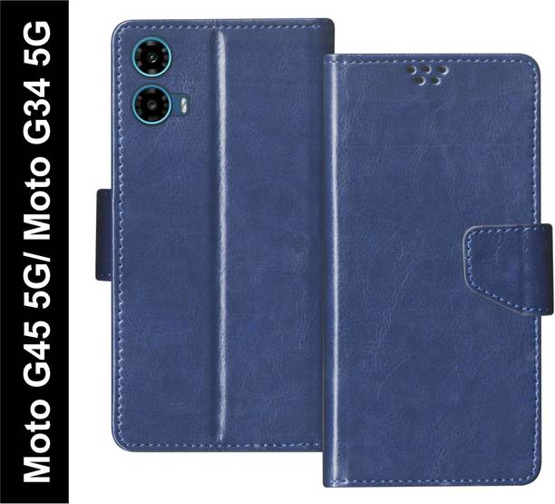 SBMS Flip Cover for Motorola Moto G45 5G / Moto G34 5G Back Cover Case with Magnatic Closure | Inbuilt Stand