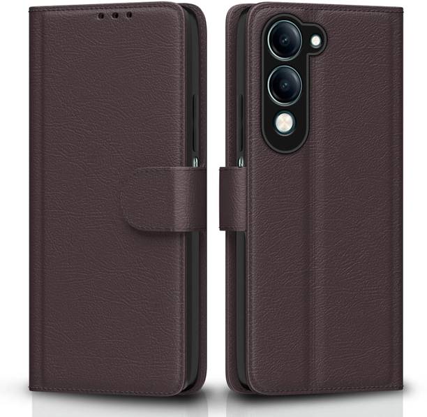 STARFLIP Flip Cover for Vivo Y19e/Y04 4G/Y29s 5G Leather Finish|TPU with Card Pockets|Wallet Stand & Shock Proof