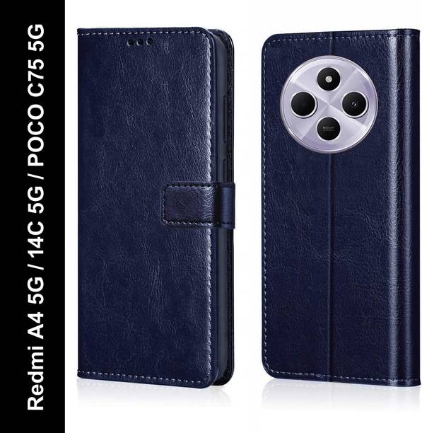 Flocculent Flip Cover for Redmi A4 5G, Redmi 14C 5G, POCO C75 5G