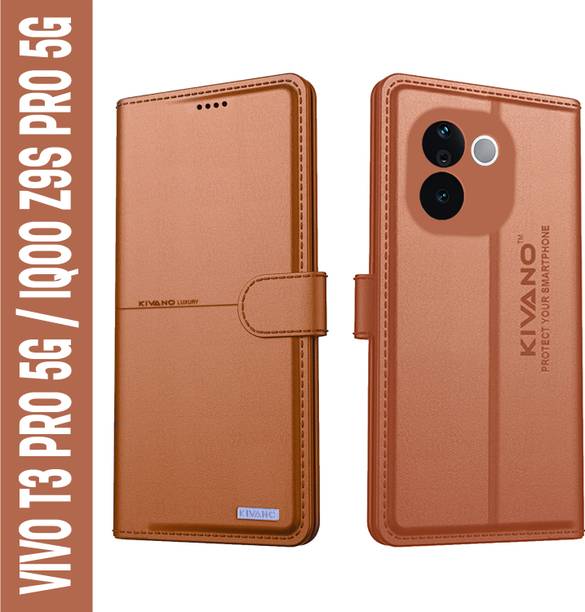 KIVANO Flip Cover for Vivo T3 Pro 5G / IQOO Z9s Pro 5G|Premium Leather Wallet Case|Magnetic Closure|Stand