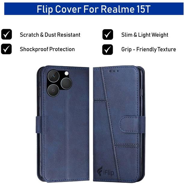 iFlip Flip Cover for REALME 15T, Card Pockets Wallet & Stand
