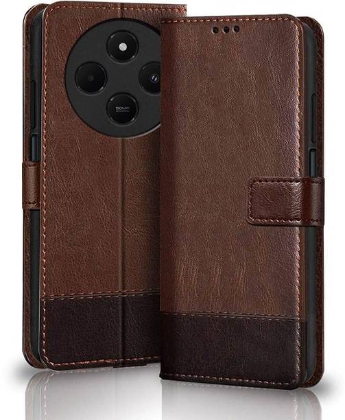 SESS XUSIVE Flip Cover for Mi Redmi A4 5G -Dual-Color Leather Finish Wallet - Brown & Coffee