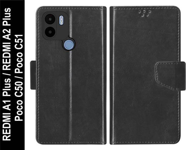 RKFLIP Flip Cover for RKFLIP_Poco C50, Poco C51, Mi REDMI A1 Plus, REDMI A2 Plus_BLACK