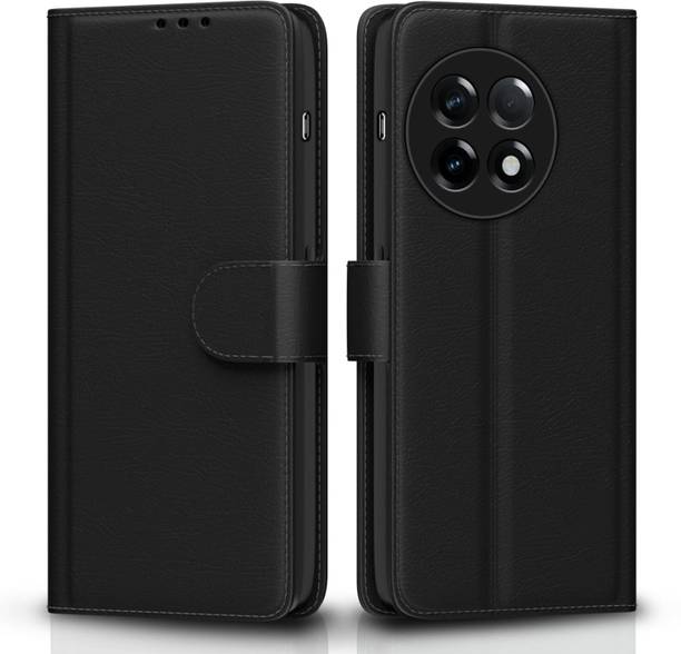TELESHIELD Flip Cover for ONEPLUS 11R BLACK FLIP COVER LEATHER INSIDE TPU CARD POCKETS WALLET STAND