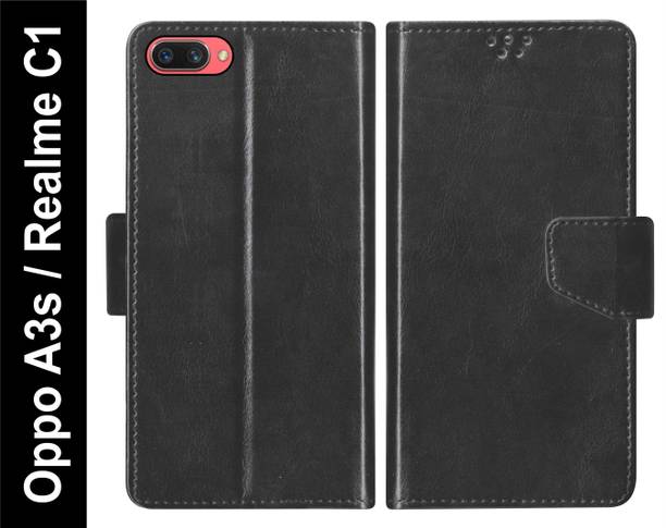 RKFIP Flip Cover for RKFLIP_Oppo A3s, Realme C1_BLACK