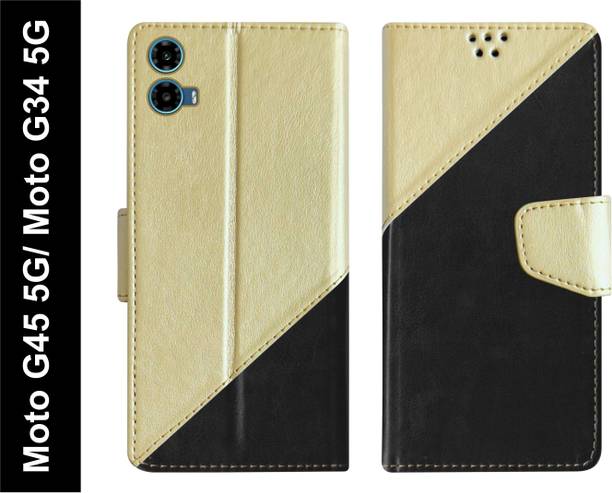 SBMS Flip Cover for Motorola Moto G45 5G / Moto G34 5G Back Cover Case with Magnatic Closure | Inbuilt Stand