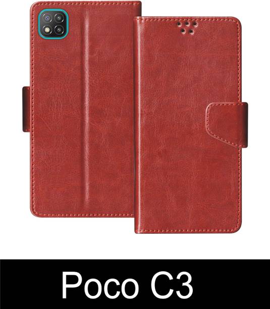 RKFLIP Flip Cover for RKFLIP_POCO C3_BROWN