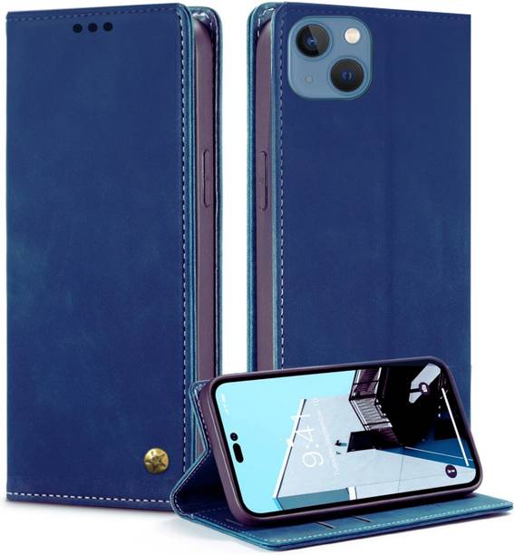 Luxury Counter Flip Cover for Apple iPhone 14 Plus , Magnetic Kickstand with 4 Card Slots Back Cover