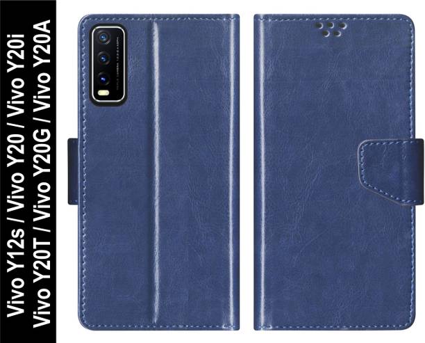 RKFLIP Flip Cover for RKFLIP_Vivo Y12s, Vivo Y20, Vivo Y20i, Vivo Y20T, Vivo Y20G, Vivo Y20A_Blue
