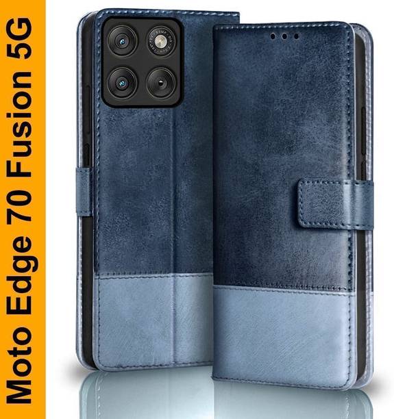 TheGiftKart Flip Cover for Motorola Moto Edge 70 Fusion 5G | Dual-Color Leather Finish |Stand & Pocket Flip Back Case