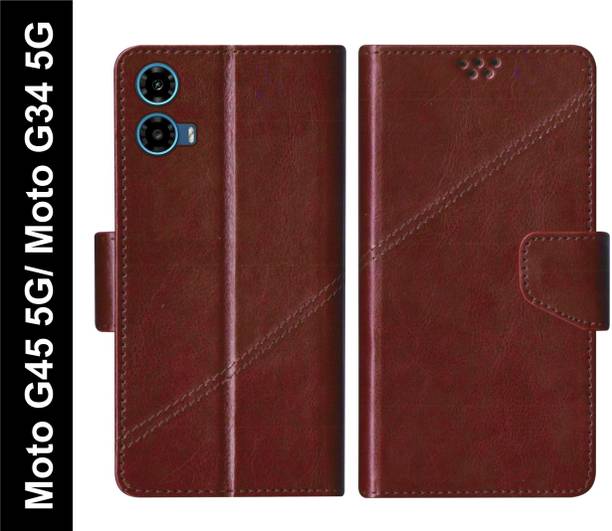 SBMS Flip Cover for Motorola Moto G45 5G / Moto G34 5G Back Cover Case with Magnatic Closure | Inbuilt Stand