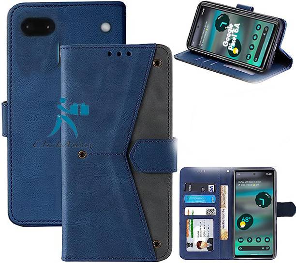 GoPerfect Flip Cover for Google Pixel 6A Blue, Dual Protection, Rubber, Plastic, Leather, Pack of: 1