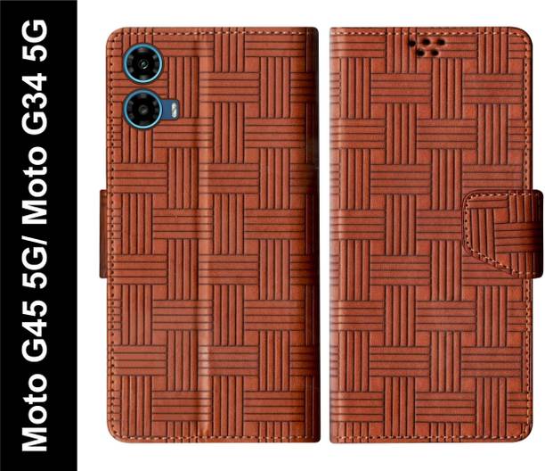 SBMS Flip Cover for Motorola Moto G45 5G / Moto G34 5G Back Cover Case with Magnatic Closure | Inbuilt Stand