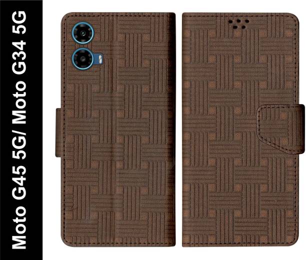 SBMS Flip Cover for Motorola Moto G45 5G / Moto G34 5G Back Cover Case with Magnatic Closure | Inbuilt Stand