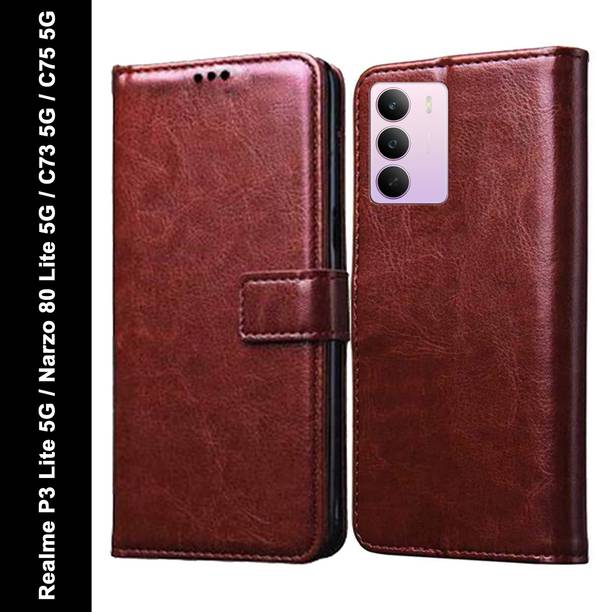 Wristlet Flip Cover for Realme P3 Lite 5G, Realme Narzo 80 Lite 5G, Realme C73 5G, realme C75 5G