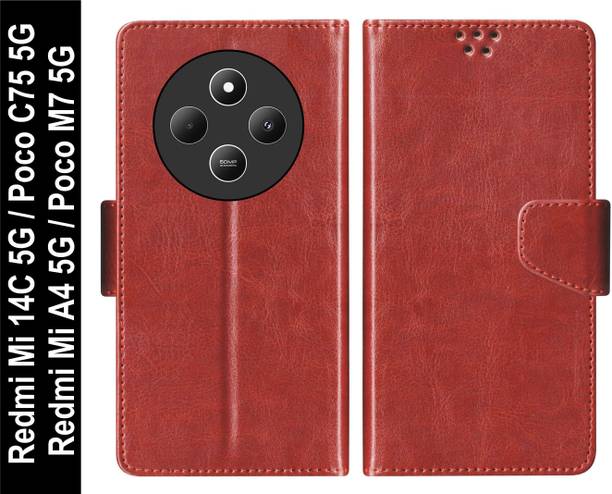 SBMS Flip Cover for Xiaomi Mi Redmi 14C 5G / Poco M7 5G / Poco C75 5G / Redmi A4 5G Back Cover Case