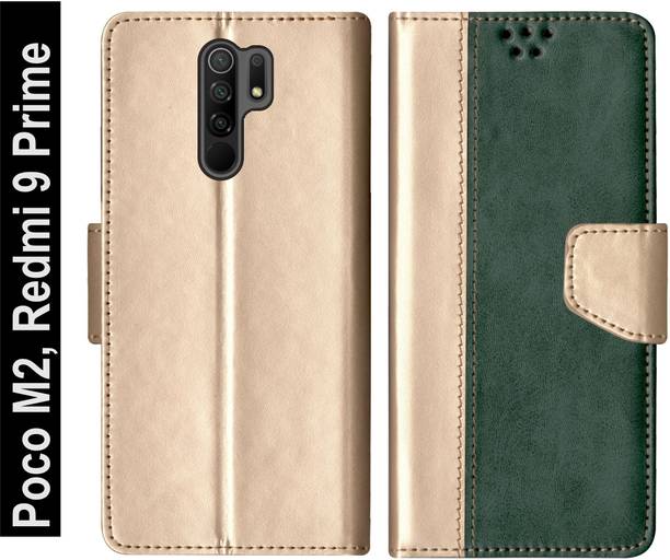 Rkcovers Flip Cover for RKFLIP_Poco M2, Redmi 9 Prime_GOLD GREEN