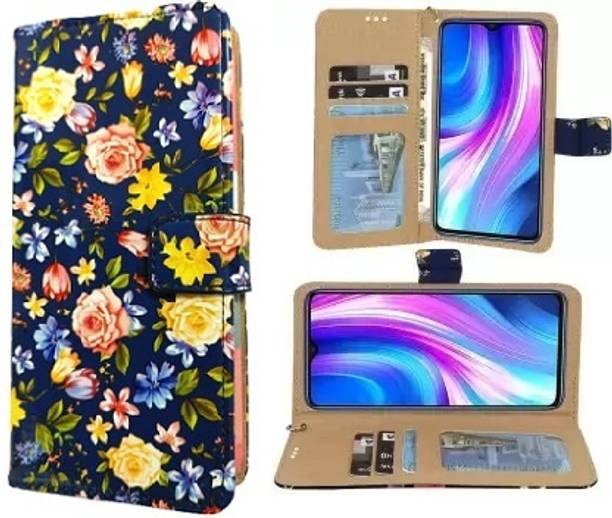 Aarov Flip Cover for Samsung Galaxy A30S, Flower Blue