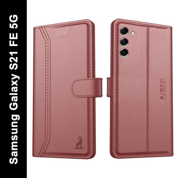 AIBEX Flip Cover for Samsung Galaxy S21 FE 5G|Premium Leather Finish | Magnetic Closure | Kickstand Feature