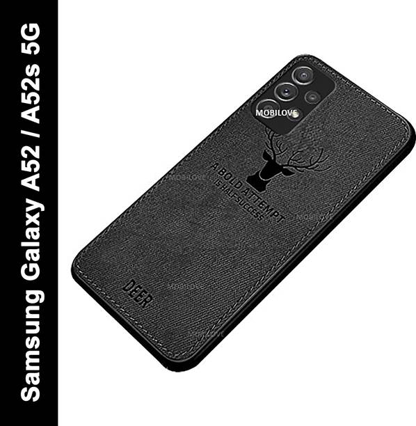 MOBILOVE Back Cover for Samsung Galaxy A52 / A52s 5G | Deer Pattern Cloth Texture Leather Finish Soft Fabric Case