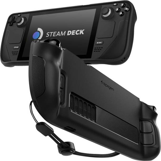 Spigen Rugged Armor Pouch for Steam Deck TPU Cover with Wrist Strap Shock-Absorption Anti-Scratch Cover