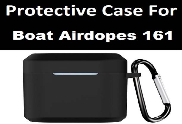 Colorcase Pouch for Boat Airdopes 161 / Boat Airdopes 163 Soft Silicone Full Protection Case Cover {Black}