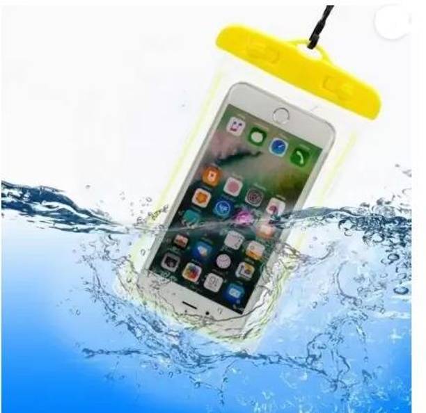 Rexalt Pouch for Waterproof Mobile Cover Universal-Fit Transparent Phone Pouch (Color - Yellow, Pack of 2)