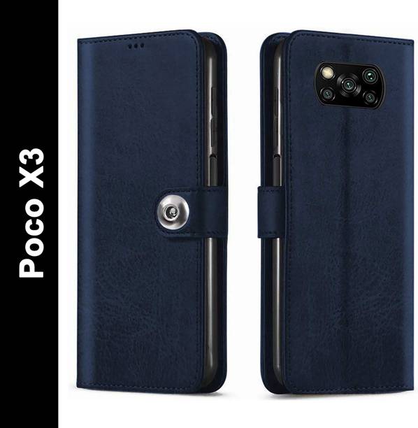 SESS XUSIVE Flip Cover for Designer Button Magnet Closure For Poco X3