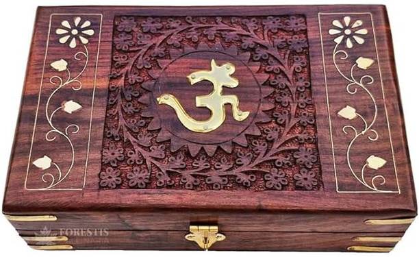 LEEUW DIER Wooden OM Box for Good Luck For Women, Jewellery (8x5 Inches, Retro Squares) Multipurpose, Jewellery box, Cash Box Vanity Box