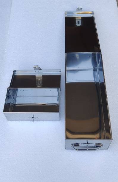 GINOSET ® Combo Of SS Steel Jewellery Locker Cash Puja Multipurpose use Box 12” & 7” Cash Box