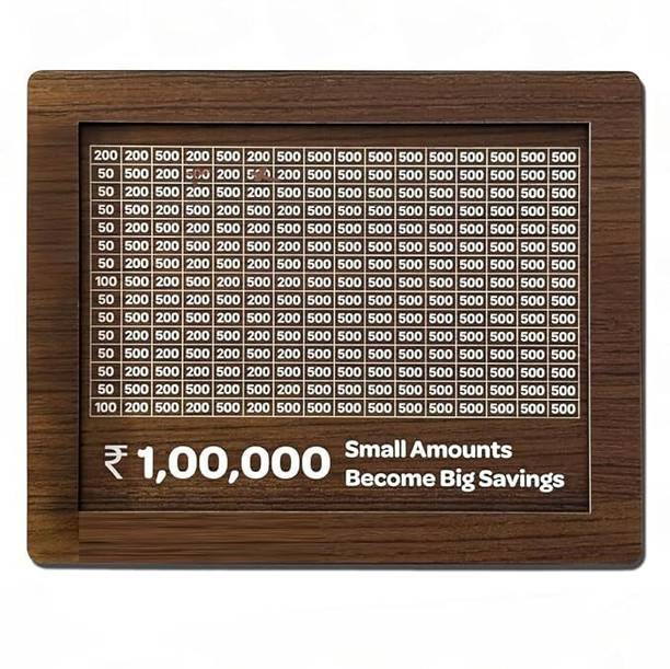 OFFERZONE Wooden Money Saving Box Tracking Coin Bank (Brown) Laminate Flooring