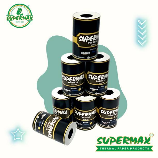 Supermax 2 inch Thermal Paper Roll - 55 mm x 15 Mt Length For Printing Receipts - Billing Machines/Cash Register - 55 GSM Thickness Black Colour Print - Pack of 10 Rolls by Meetel Computer Thermal Cash Register Paper