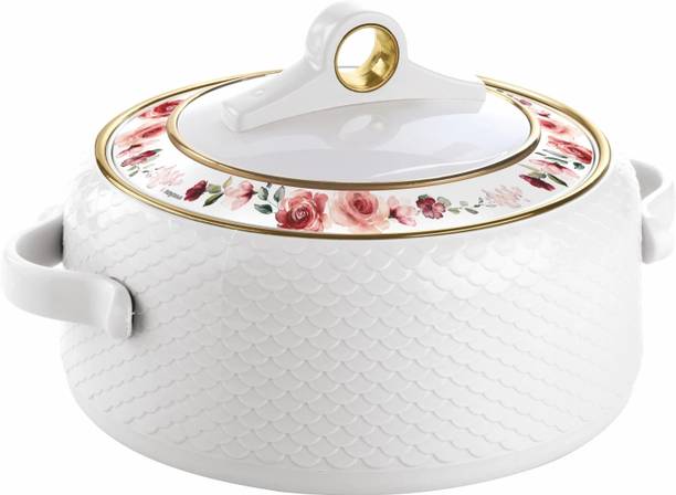 NAYASA Coral Insulated | Stainless Steel Inner | Food Grade | BPA Free | White Serve Casserole