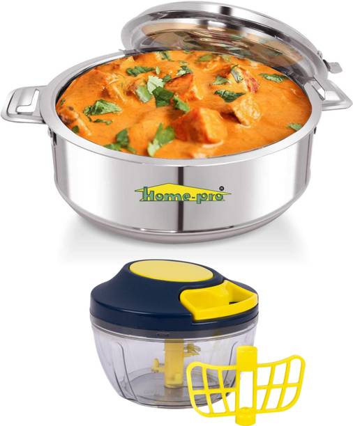 Home-pro Classy Casserole & Chopper 450ML | Ideal for Serving Sabji / Rice / Dal Pack of 2 Serve Casserole Set