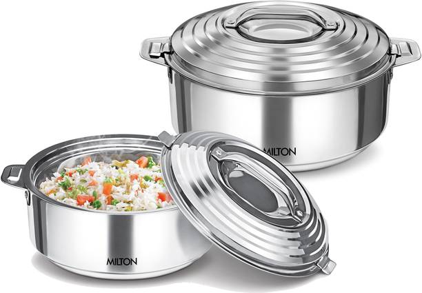 मिल्टन Milton Thermosteel Galaxia Casserole Set Of 2pcs 2 का पैक थर्मोवेयर कैसरोल सेट