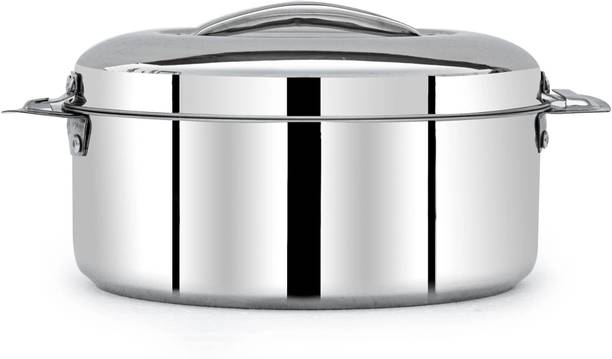 MANAU Hot Serve Double Wall Insulated Hot Pot Stainless Steel Casserole with Steel Lid (3500ML,Weight-1.4 Kgs) Serve Casserole