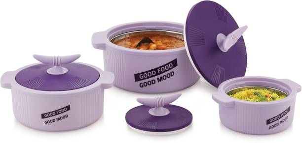 GALOOF Insulated Casserole Set Inner Stainless Steel Pack of 3 BPA-Free, Freezer-Safe Pack of 3 Thermoware Casserole Set