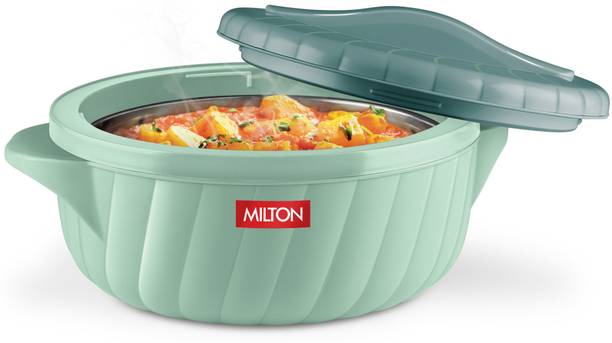 MILTON Flora 2500 Insulated Inner Steel Casserole for Roti, 2.35 Litre, Light Green Serve Casserole