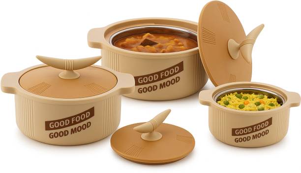 GALOOF Insulated Casserole Set Inner Stainless Steel Pack of 3 BPA-Free, Freezer-Safe Pack of 3 Thermoware Casserole Set