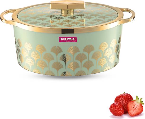 ट्रूवेयर Floraa Fine Casserole Inner Steel Casserole, 2500 ml, Green थर्मोवेयर कैसरोल सेट