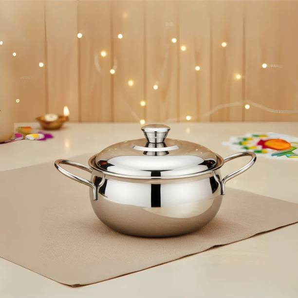 VINOD Stainless Steel Milano Serving Casserole with Plain Finish, Steel Lid & Handle Serve Casserole