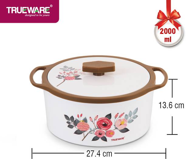 Trueware Florra Inner Steel Outer Plastic Thermoware Caserrole 2000 ML Thermoware Casserole
