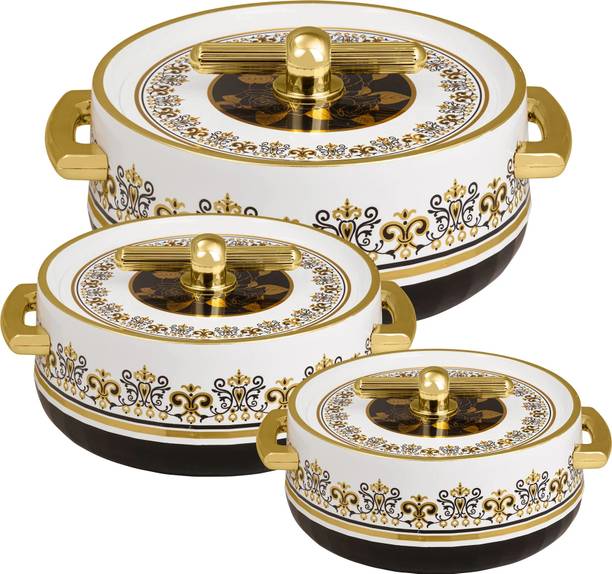 Selvel SELVEL-Elegance Royal Inner Steel Casserole Set of 3 (1700ml, 1200ml, 600ml) Thermoware Casserole Set