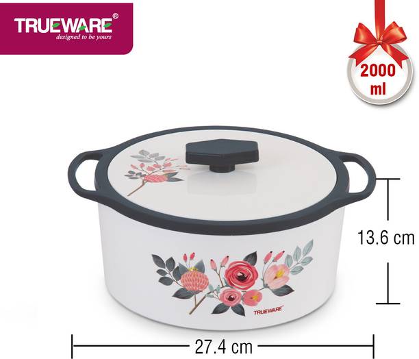 Trueware Florra Inner Steel Outer Plastic Thermoware Caserrole 2000 ML Thermoware Casserole