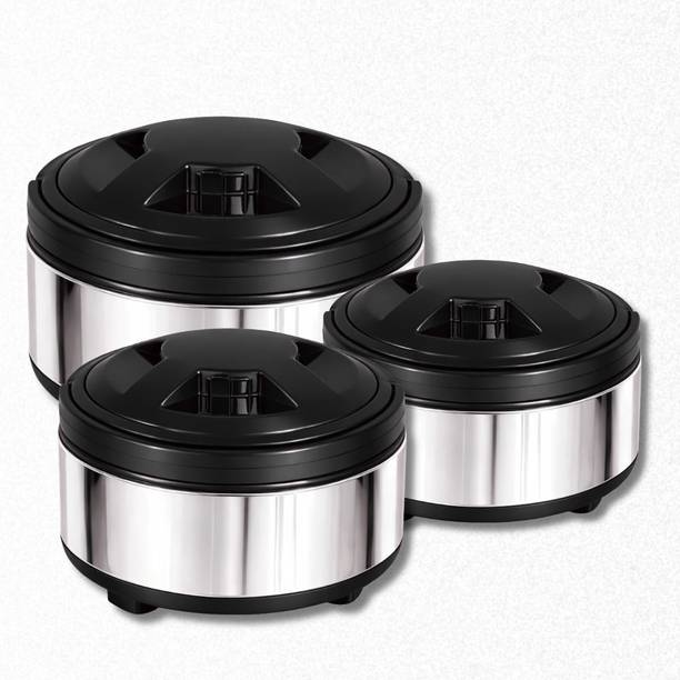 AE Maharani ThermoWare Casserole Set 1500/2000/2500 ml (3pcs) – Insulated Hot & Cold, Black Pack of 3 Thermoware Casserole Set