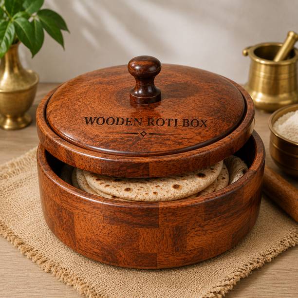 Alakh Enterprise WOODEN PREMIUM ROTI STORAGE BOX06 Serve Casserole