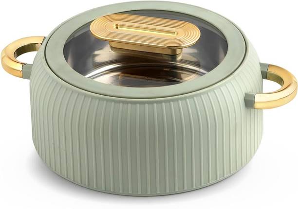 cello Castella Deluxe Insulated Steel Casserole Hot Box for Kitchen 1000 ml, green Serve Casserole