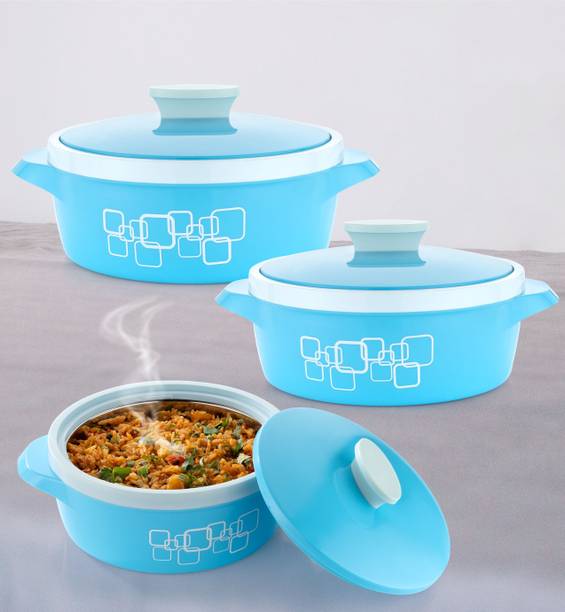 नारिया NEW CASSEROLE SET COMES WITH 3 DIFFERENT CAPACITY FOR EVERYDAY USE AT HOME 3 का पैक थर्मोवेयर कैसरोल सेट